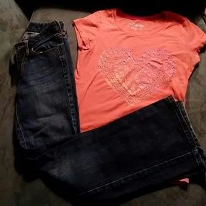 Girl's gap jeans (10) and heart shirt (med)